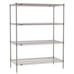 21" x 42" x 63" Metroseal Gray Wire Shelving Unit with 4 Super Erecta® Wire Shelves 