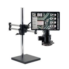 OC White TKSS Super-Scope&reg; Stereo Zoom HD Integrated Digital Microscope with Dual Boom Stand, 12" Integrated LCD Monitor & Ring Light