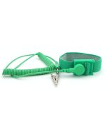 Botron B9028G Adjustable Elastic Wrist Strap with 1/8" Snap, Green, includes 12' Coil Cord