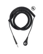 Desco 09680 Relaxed Retraction Coil Cord with 4mm Snap to Banana Plug, Black, 12'