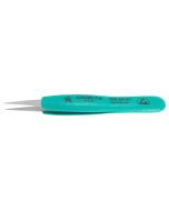 Excelta 00D-SA-ET Three Star 4.75" Straight Strong Point Anti-Magnetic Ergo Tweezer with Serrated Tips