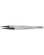 Excelta 162B-RT &#9733;&#9733;&#9733;&#9733;&#9733; Neverust&reg; Stainless Steel Tweezers with Finger Grips & Replaceable Peek, Straight, Pointed 0.030" Wide Tips