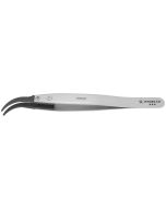 Excelta 759D-RT &#9733;&#9733;&#9733; ESD-Safe Neverust&reg; Stainless Steel Tweezers with Replaceable Carbofib&trade;, 40&deg; Curved, Pointed Tips