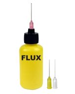 Menda 35611 durAstatic&reg; Dissipative LDPE Dispensing Bottle with 18, 20 & 26-Gauge Needles, Yellow with "Flux" Print, 2 oz.