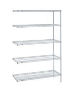 Metro 5AN337C Chrome Super Erecta® 5-Shelf Wire Shelving Add-On, 18" x 36" x 74"