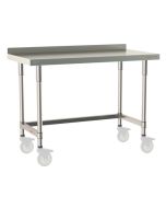 Metro TableWorx&trade; Mobile-Ready Stainless Steel Work Table with Type 304 Work Surface with Backsplash, Frame & Legs