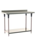 Metro TableWorx&trade; Stainless Steel Work Table with Type 304 Work Surface with Backsplash, Shelf Base & Metroseal Gray Epoxy Coated Legs