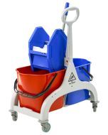 MicroNova C-2 Plastic Double Bucket Cart & Wringer, 6.5 Gallon Capacity