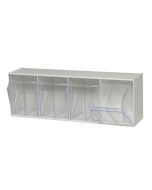 Quantum Tip Out Bins with (4) Clear Compartments, 23.63" x 6.63" x 8.13"