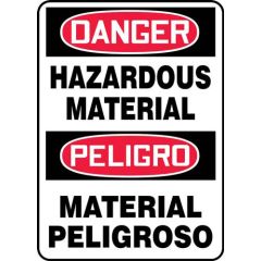 "HAZARDOUS MATERIAL" Engish/Spanish Sign, 14" x 20"