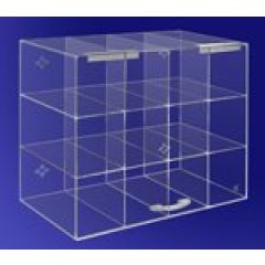 AK, LTD. AK-238 Acrylic Goggle Holder with 12 Slots & Door, 8" x 14" x 12" 