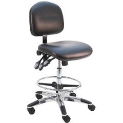 Lissner Lincoln Series Bench Height Cleanroom Chair with Standard Seat & Back, Vinyl, Aluminum Base