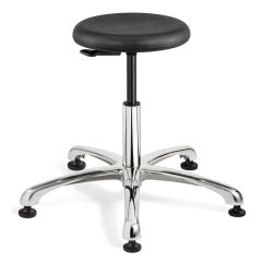 Bevco 3050C1P Polyurethane Class 10 Cleanroom Stool with Polished Aluminum Base, 14.5"-19.5"