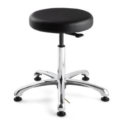 Bevco 3050E2-V Vinyl Class 100 Cleanroom ESD Stool with Polished Aluminum Base, 15.5"-20.5"