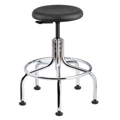 Bevco 3210C1P Polyurethane Class 10 Cleanroom Stool with Tubular Steel Base, 18"-23"