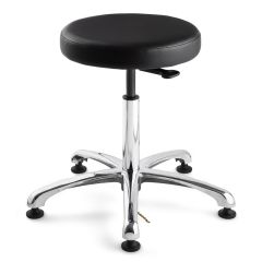 Bevco 3550E-V Vinyl ESD Stool with Polished Aluminum Base, 21.5"-31.5"