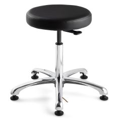 Bevco 3550E2-V Vinyl Class 100 Cleanroom ESD Stool with Polished Aluminum Base, 21.5"-31.5"