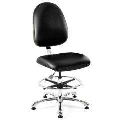 Bevco 9350LC4 Integra Mid-Height Class 10,000 Cleanroom Chair with Large Back & Polished Aluminum Base, Vinyl