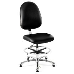 Bevco 9350LE4 Integra Mid-Height Class 10,000 Cleanroom ESD Chair with Large Back & Polished Aluminum Base, Vinyl