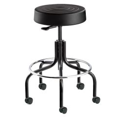 Bevco S3200 ErgoLux Desk Height Backless Stool with Black Tubular Steel Base, Polyurethane, Black