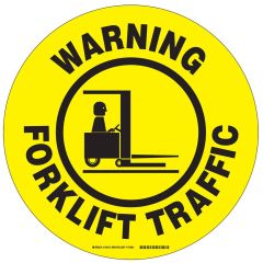 Brady 104512 "WARNING FORKLIFT TRAFFIC" Floor Sign, 17" Diameter