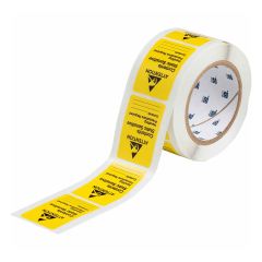 Brady Worldwide SL-2 "Attention" Static Sensitive Handling Precaution REQ Labels, Black on Yellow, 1.812" x 2.5" (Roll of 500)