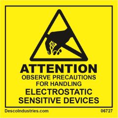 Desco 06727 Caution Label, MIL-STD-129N, 2" x 2"