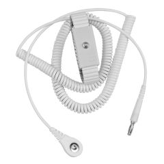 Desco 09222 Jewel® Adjustable White Metal Wrist Strap with 4mm Snap & 10' Coil Cord