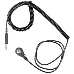 Desco 74340 Wrist Strap Standard Coil Cord with 4mm Snap-Banana Plug, Black, 6'