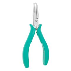 Excelta 2829D ★★ ESD-Safe Medium 60° Bent Nose Stainless Steel Pliers with Serrated Jaw & Molded TealShield™ Grips, 5.75" OAL