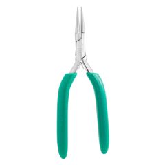 Excelta 2843L ★★ ESD-Safe Medium Round Nose Stainless Steel Lead Forming Pliers with Smooth Jaw & Long TealShield™ Cushioned Grips, 6.25" OAL