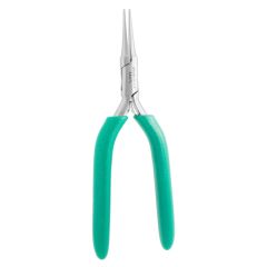 Excelta 2847L ★★ ESD-Safe Medium Tapered Needle Nose Stainless Steel Pliers with Smooth Jaw & Long TealShield™ Cushioned Grips, 6.25" OAL