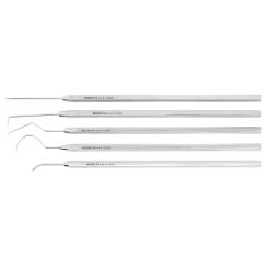 Excelta 330K ★★★ 5 Piece Stainless Steel Probe Set with Double Ended, Mini Fine, Angled & Curved Tips, 6.0" OAL