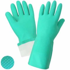 Flock Lined 15 Mil Nitrile Gloves, Green