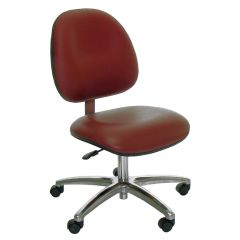 Industrial Seating Series 20M Desk Height Cleanroom Chair with Medium Waterfall Seat & Polished Aluminum Base, Vinyl