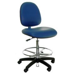 Industrial Seating Series 20W Bench Height Cleanroom ESD Chair with Wide Waterfall Seat & Black Nylon Base, Dissipative Vinyl 