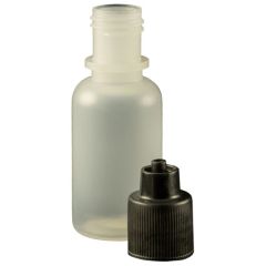 Jensen Global JG0.5BC Boston Round LDPE Bottle with Black Luer Lock Cap, 0.5oz.