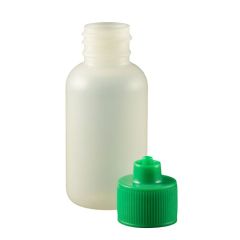 1 oz. Botella LDPE Boston redonda con tapón de cierre Luer verde