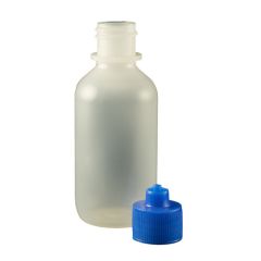 2 oz. Botella LDPE Boston redonda con tapón de cierre Luer azul