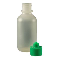 Jensen Global JG2.0BC-G Boston Round LDPE Bottle with Green Luer Lock Cap, 2oz.