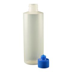 4 oz. Botella LDPE Boston redonda con tapón de cierre Luer azul