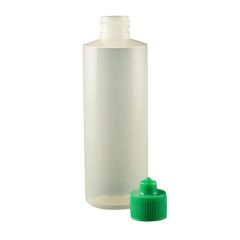 4 oz. Botella LDPE Boston redonda con tapón de cierre Luer verde