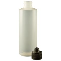 Jensen Global JG4.0BC Cylinder LDPE Bottle with Black Luer Lock Cap, 4oz.