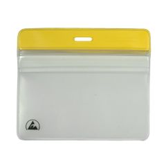 Menda 35017 ESD-Safe Horizontal Badge Holder with Zipper, Yellow, 3.375" x 2.375"