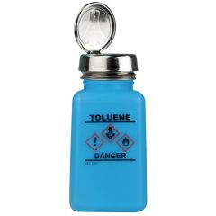 Menda 35760 HDPE One-Touch DurAstatic™ Dissipative "Toluene" HCS Printed Bottle, Blue, 6 oz.