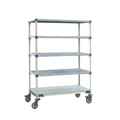 Metro 5Q337EG3 MetroMax Q Stem Caster Cart with 1 Solid & 4 Open Shelves, 18" x 36" x 74"