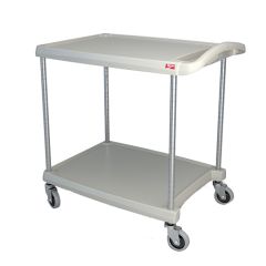 Metro myCart 2-Shelf Polymer Utility Cart w/ Chrome Posts, Gray, 23"x34"x35.5"