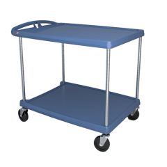 Metro myCart 2-Shelf Polymer Utility Cart w/ Chrome Posts, Antimicrobial Blue, 28"x40"x37"