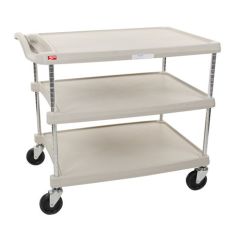 Metro myCart 3-Shelf Polymer Utility Cart w/ Chrome Posts, Gray, 28"x40"x37"