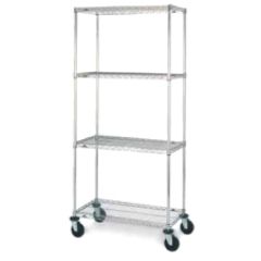 Metro N336BC Chrome 4-Shelf Super Erecta Wire Stem Caster Cart, 18x36x63" 